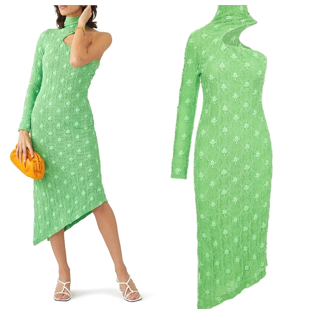 REJINA PYO Kiki Midi Dress Green Lace Wedding Guest Size 6 NWT